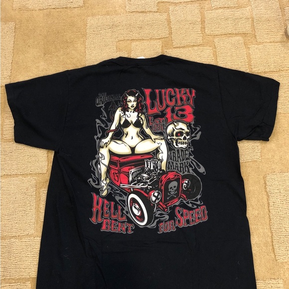 Lucky 13 “est 1991”, Black, “Hell Bent for Speed”, Tshirt, Large, Like New!!! - Picture 5 of 6